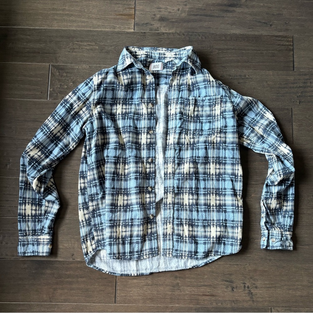 BDG Blue and White Plaid Shirt